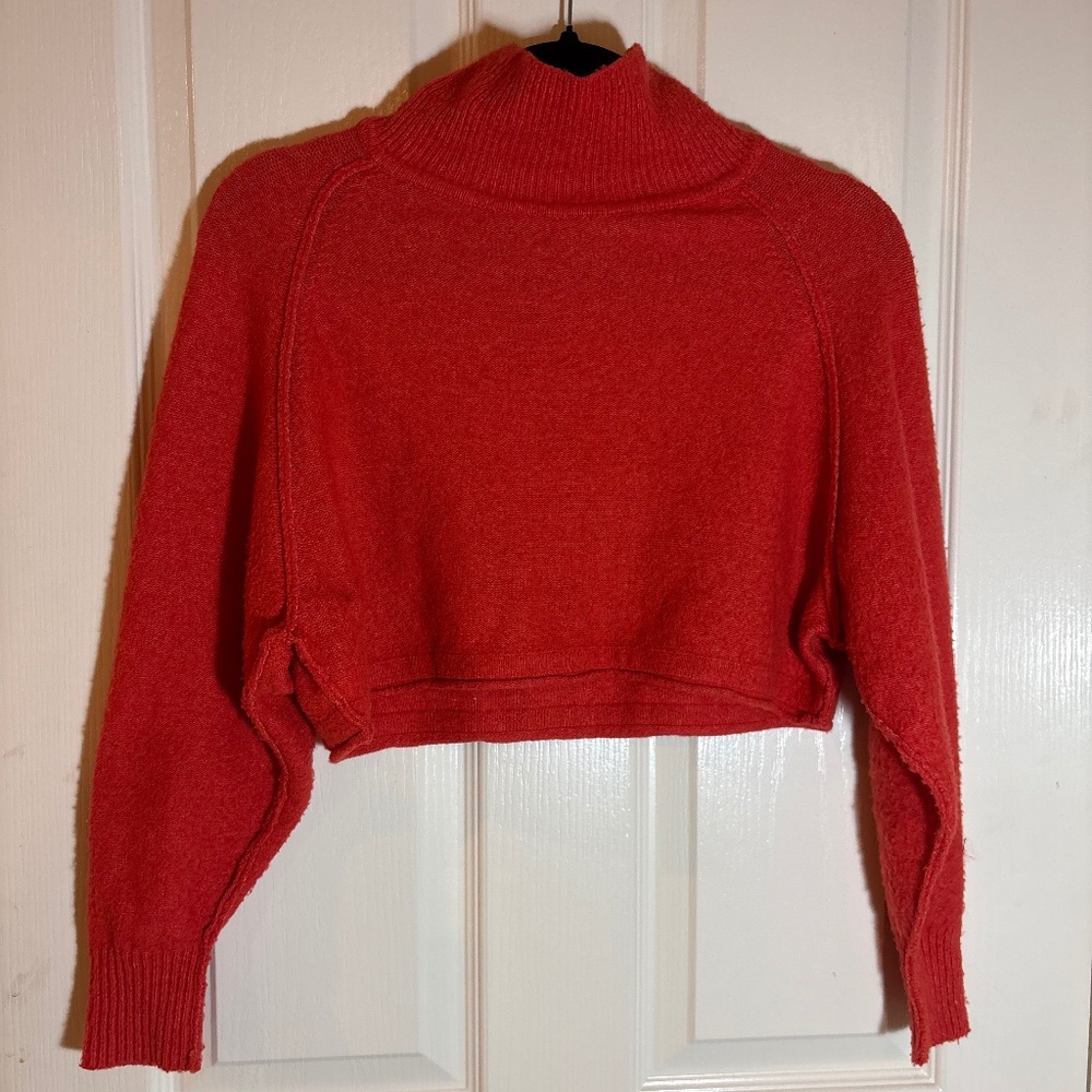Women's Urban Outfitters Orange Mock Neck Cropped Sweater